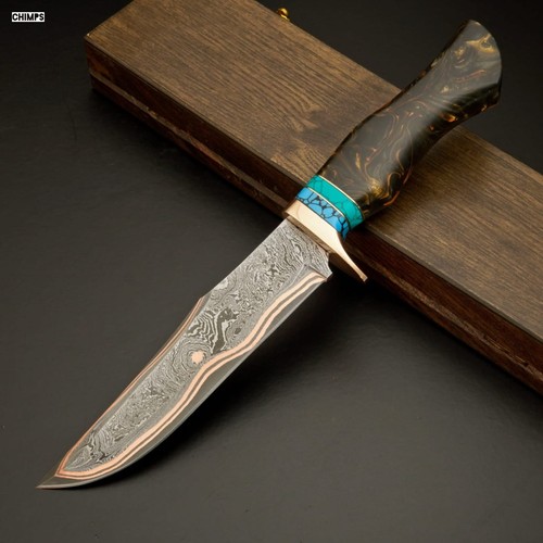 Coltello bowie damascato fatto - coltello,